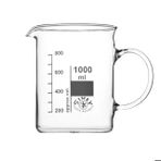 Kulplu Cam Beher 1000 mL - Kısa Form Isıya Dayanıklı Beaker