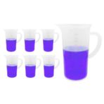 Kulplu Plastik Beher 1000 ml/Kabartma Dereceli Beaker/Ölçü Kabı / 6-Adetlik Toptan Set