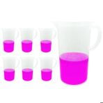 Kulplu Plastik Beher 2000 ml/Kabartma Dereceli Beaker/Ölçü Kabı / 6-Adetlik Toptan Set
