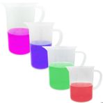 Kulplu Plastik Ölçü Kabı Beher - Kabartma Dereceli Beaker - 4 Farklı Hacim Toptan Set