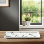Külsan 103517.WM - Mayammar White Marble 2'li Mermer Efektli Dikdörtgen Tabak Seti 35X17 Cm, Thermoset Melamin - 35 x 17 cm