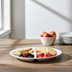 Külsan 107.PW - Tabldot 4 Bölmeli 2'li Beyaz Tabak Seti 26x36 cm, Thermoset Melamin