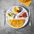 Külsan 118.PW - Tabldot 3'lü Beyaz 4 Bölmeli Yuvarlak Tabak Seti 30 Cm, Thermoset Melamin