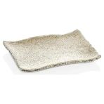 Külsan 30019.WG - Terra 3'lü Beyaz Granit Efektli Dikdörtgen Tabak Seti 19X13,5 Cm, Thermoset Melamin - 19 x 13,5 cm