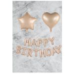 Kum Beji happy Bırthday Kalp Yıldız Folyo Balon Seti