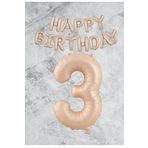 Kum Beji Happy Bırthday Rakam Folyo Balon Seti 3 Yaş