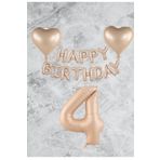 Kum Beji Kalp Happy Bırthday Rakam Folyo Balon Seti Yaş 4