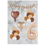 Kum Beji Kalp RakamFolyo Latex Balon ve Bannerlı Set Yaş 6