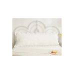 KUM SAATİ Fırfırlı Uzun Yastık Kılıfı 50x135 cm Hamile Yastık Kılıfı Pamuk Beyaz