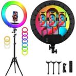 Kumandalı, 21 Inç Rgb Renkli Işık 210 cm Tripod Tiktok, Makyaj, Youtuber Ring Light