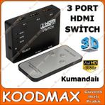 Kumandalı 3 Port 1080P HDMI Switch HDTV PS3 DVD