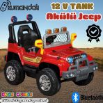 Kumandalı Mega Akülü Araba Kırmızı - Kumandalı 12 Volt Tek Kişilik Akülü Araba Akülü Jeep - Mega Off Road Turbo Jeep