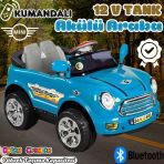Kumandalı Mini Cooper Akülü Araba Mavi - Kumandalı 12 Volt Tek Kişilik Akülü Araba Akülü Jeep - Turbo Coupe Akülü Araba