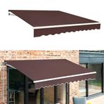 Kumaş Geri Çekilebilir Teras Stor Perde (Çerçevesiz), Su Geçirmez, Pencere Güneşliği, Kapı, Dış Mekan Tente, Teras Tente, Polyester, Kahverengi, 5 x 1,5 m/16 x 5