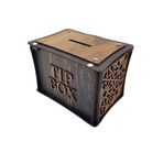 KUMİ El Yapımı Dikdörtgen Ahşap Bahşiş Kutusu Sandık Tip Box Kumbara Tibbox Hediyelik