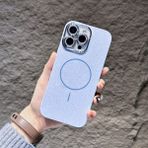 KumOziShop iPhone 13 Promax Uyumlu Magsafe Özellikli Lens Koruma Hediyeli Simli Kılıf - Mavi