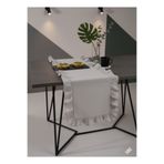 Kumru Çeyiz Fırfırlı Şık Sade Masa Üstü İnce Runner Pamuk Keten Kumaş 40x110 cm