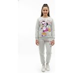 Kumrunun Dünyası Gri Renk Mickey Mouse Minnie Baskılı Alt Üst Takım Kız Çocuk Eşofman - 12 - 13 Yaş - 48G-Gri