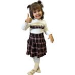 Kumrunun Dünyası Kız Çocuk Ekose Etekli Bluz Alt Üst İkili Takım - 4 - 5 Yaş - 12R-Bordo