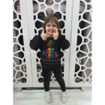 Kumrunun Dünyası Kız Çocuk Şardonlu Desenli Sweatshirt -Sweat - 5 Yaş - 000-Siyah
