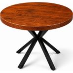 Kumsal Concept Masif Ahşap Ahtapot Metal Ayaklı Yemek Masası - Modern Japandi & Iskandinav Tasarım - Ceviz - 100*100 Yuvarlak