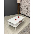 Kumsal Oval Kenar 100* 60 Orta Sehpa - Beyaz