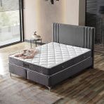 KUMSHOME Asya Tek Kişilik Full Ortopedik Yaylı Yatak + Baza + Başlık 3'lü Set - Koyu Gri - 120 x 200 cm