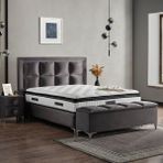 KUMSHOME Beld Tek Kişilik Full Ortopedik Pedli Yaylı Yatak + Baza + Başlık 3'lü Set - Antrasit - 100 x 200 cm