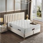 KUMSHOME Soprano Tek Kişilik Ultra Full Ortopedik Pedli Yaylı Yatak + Baza + Başlık 3'lü Set - Krem - 100 x 200 cm