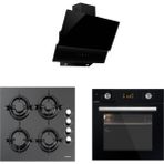 Kumtel 18-23 Siyah Cam Dijital Ankastre Set (KO-A6SF2(DDT) + KO-735 + KO-40 THDSF)