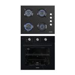 Kumtel 2'Li Siyah Cam Ankastre Set (Ocak - Fırın)