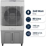 Kumtel 80 Litre Sulu Portatif Hava Soğutucu (Air Cooler) Büyük Boy HAC-100 - Gri