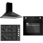 Kumtel A6 S2 - Ko-410BF - LX-705 Siyah 3'lü Ankastre Set