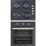KUMTEL Antrasit 2\'li Ankastre Cam Set(Fırın ve Ocak)