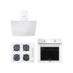 Kumtel B66-S2 - KO-40TAHDF - DA6-835 Home Plus Beyaz Cam Ankastre Set