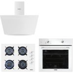 Kumtel Home Basic Beyaz Cam Ankastre Set A+ Enerji Sınıfı Modern Tasarım 4 Ocak Gözü