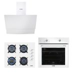 Kumtel Home Plus Beyaz Cam Ankastre Set