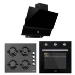 Kumtel KO-A6SF2-MT - KO-40 TAHDF - DA6-830 Siyah Cam Ankastre Set