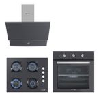 Kumtel Kristal Antrasit (Gri) Cam Ankastre Set