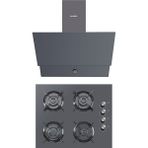 Kumtel Metalik Gri 2'li Ankastre Cam Set (Ocak-Davlumbaz)