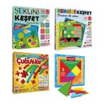 Kumtoys 4’lü Set Şeklini+Rengini+Bambu Çubuklar+Renkli Tangram