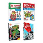 Kumtoys Taş Boyama - Ahşap Kalemlik ve Kumbara - Pul Sanatı - Linol Baskı 4'lü Set