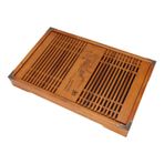 Kungfu - Çay Kasesi, Tahliye Borulu Ahşap Çay Masası, Orkide Desenli, Çay Servis Kasesi, Büyük Kapasite, İnce İşçilik (Sarı Orkide)