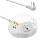 Kungfuking Aşırı Gerilim Koruyucu USB Bağlantı Noktalı Güç Şeridi Kulesi, 4 AC Çıkışlı ve 4 USB Bağlantı Noktalı Kablosuz Şarj Kulesi, Çoklu Çıkışlı Ayaklı Güç Şeridi, Ev Ofis Garajı için 6,56 FT Uzatma Kablosu
