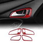KUNGKIC Ford Focus RS/ST/SE/EcoBoost 2015-2018 için karbon fiber araç iç kapı kolu çerçeve kapak kırpma kapı kolu çıkartması iç mekan dekoratif aksesuar, hediye (kırmızı)