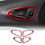 KUNGKIC Seat Ibiza 2009-2014 için aksesuar karbon fiber araç iç kapı kolu çerçeve kapı kolu dekoratif çıkartma iç mekan otomobil parçaları hediye (kırmızı)