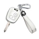 KUNIO Anahtar kılıfı Peugeot 106 107 206 207 306 307 406 407 için uygundur Citroen C1 C4 araba anahtarı kılıfı TPU katlanır anahtar kapağı anahtarlık anahtar kılıfı B beyaz