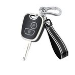 KUNIO Anahtar kılıfı Peugeot 106 107 206 207 306 307 406 407 için uygundur Citroen C1 C4 araba anahtarı kılıfı TPU katlanır anahtar kapağı anahtarlık anahtar kılıfı B siyah
