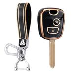KUNIO Anahtar kılıfı Peugeot 106 107 206 207 306 307 406 407 için uygundur Citroen C1 C4 TPU araba anahtarı kılıfı anahtarlık katlanır anahtar kılıfı 2 tuş B siyah