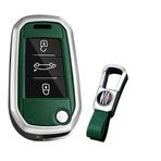 KUNIO Anahtar kılıfı Peugeot 5008 208 308 için uygundur Citroen C3 C4 Cactu Opel Crossland X Zafira Corsa F için uygun koruyucu kılıf metal anahtar kılıfı anahtarlık B gümüş yeşil